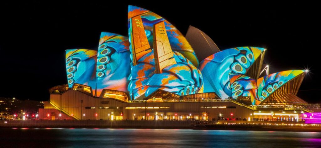 Australia Sydney opera house with projections
